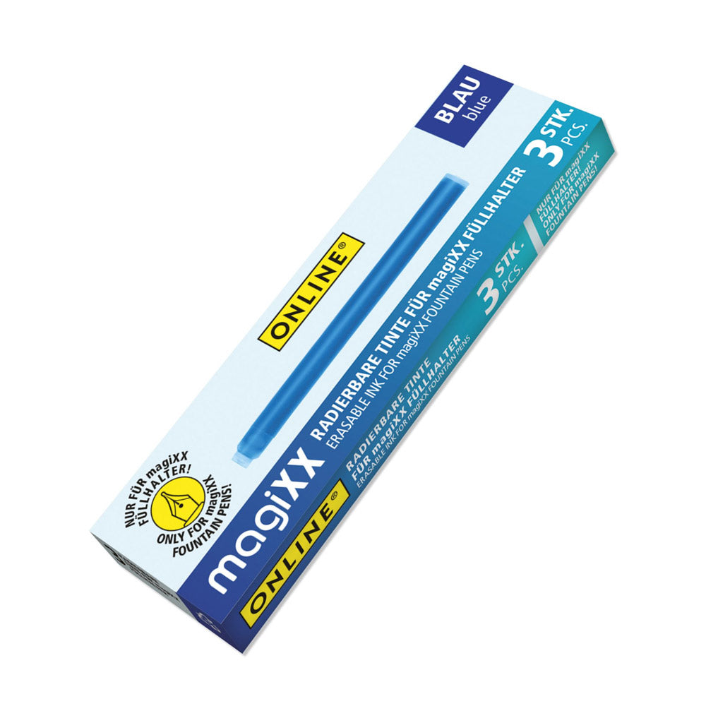 ONLINE MagiXX Erasable Fountain Pen Cartridges Set of 3 Blue
