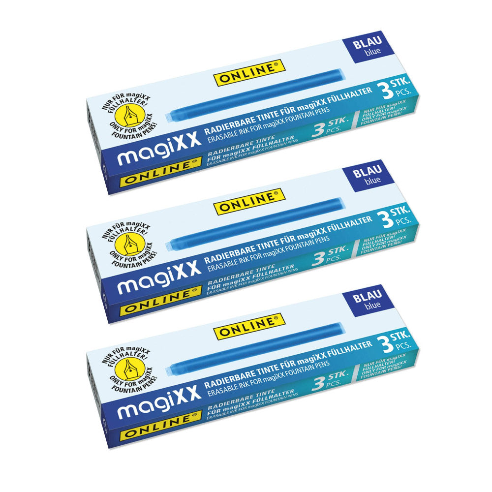 ONLINE MagiXX Erasable Fountain Pen Cartridges Set of 9 Blue