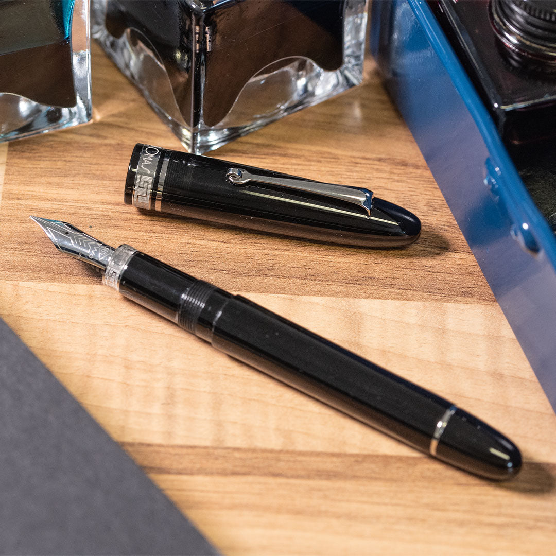 Omas Ogiva Nera Silver Trim Fountain Pen 14k Nib
