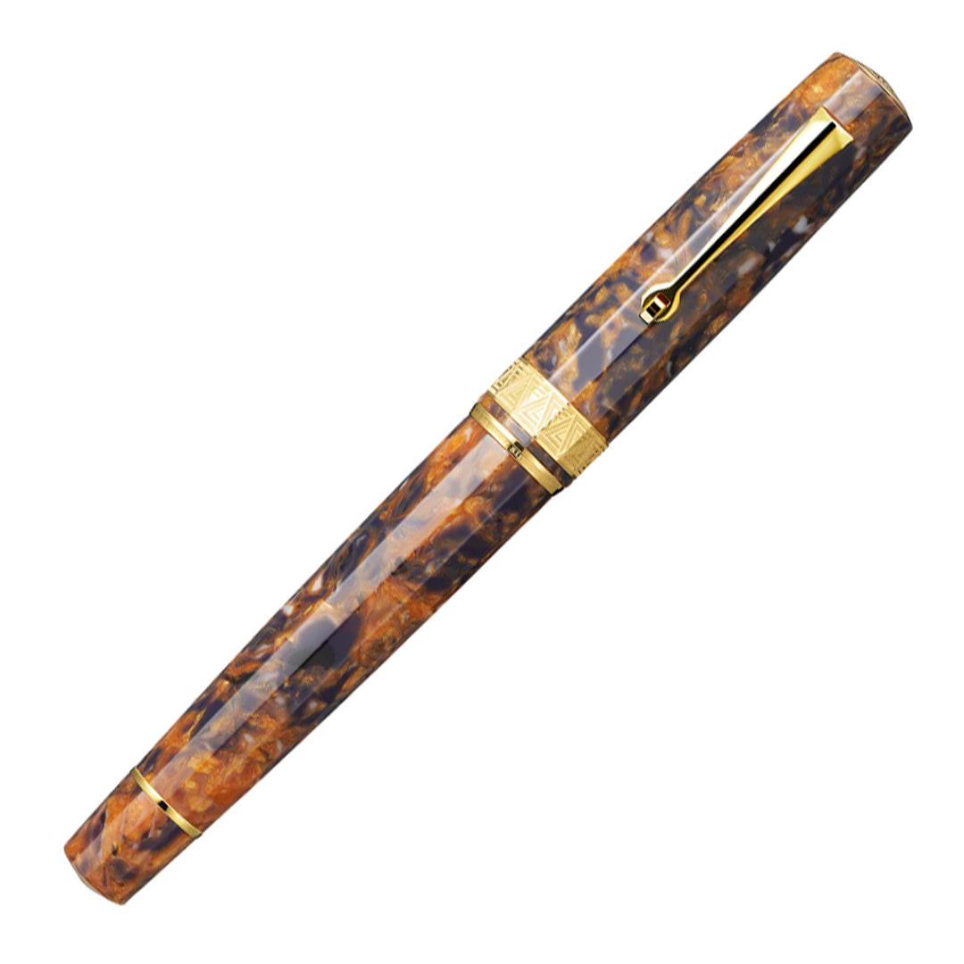 Omas Paragon Blue Saffron Gold Trim Fountain Pen 14k Nib