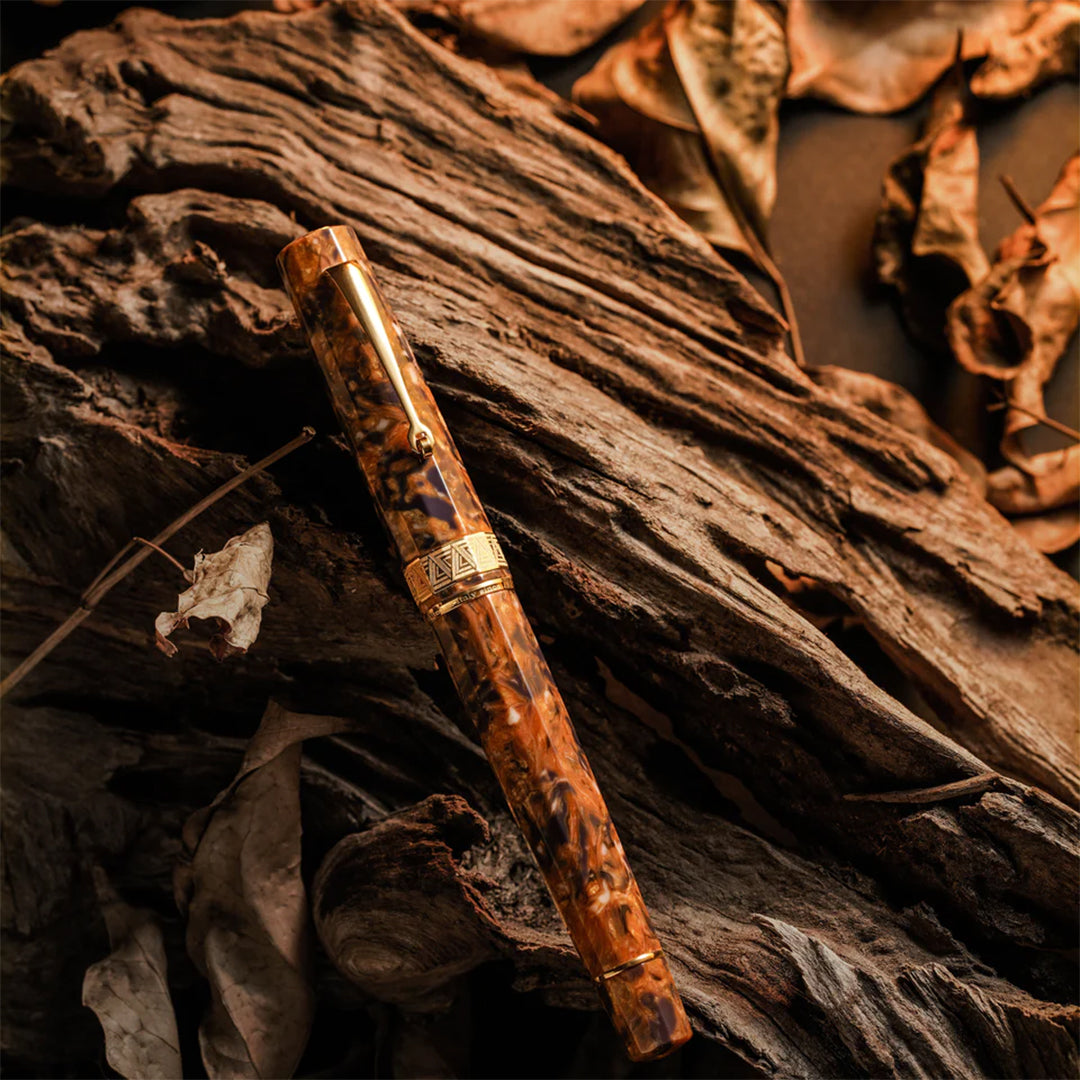 Omas Paragon Blue Saffron Gold Trim Fountain Pen 14k Nib