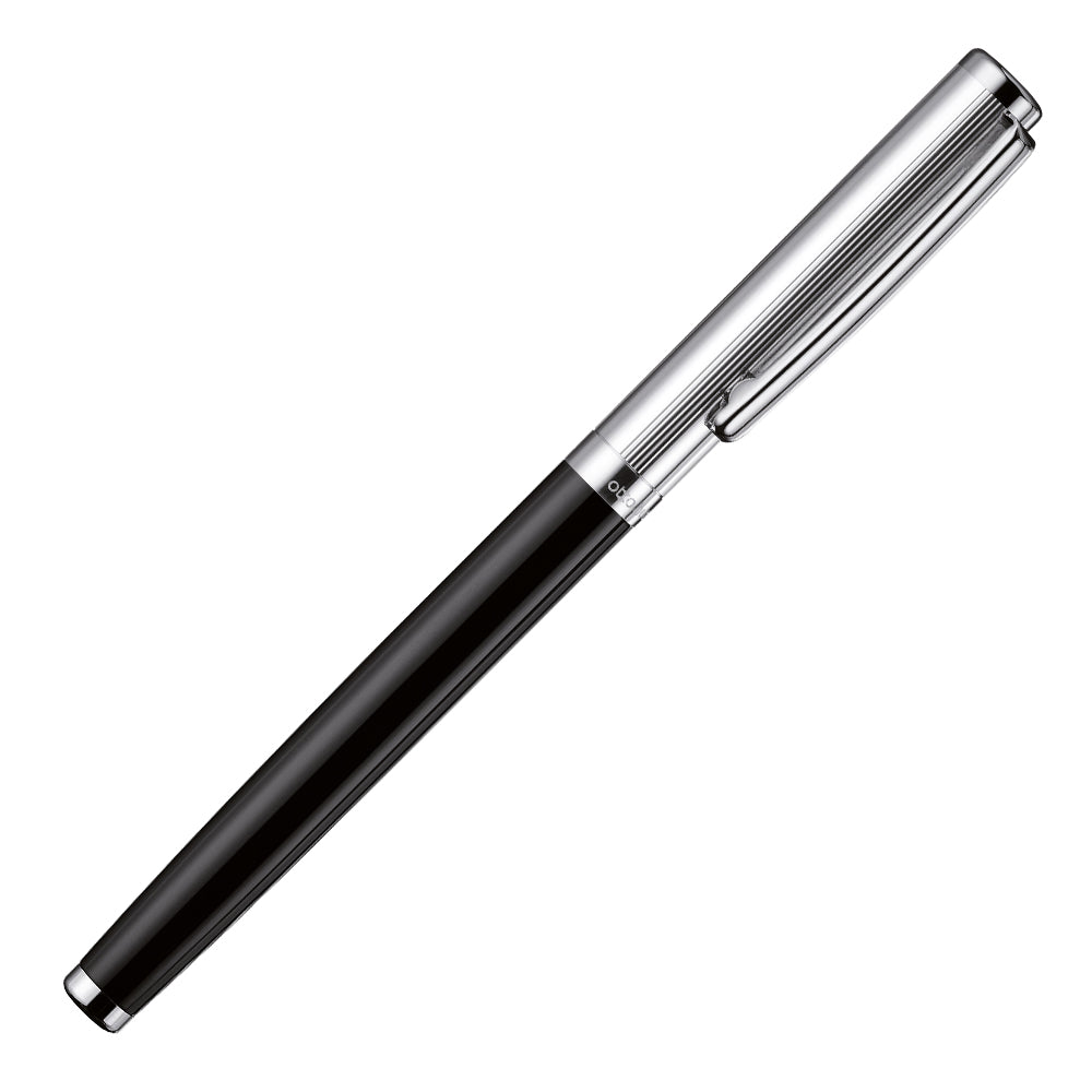 Otto Hutt design01 Rollerball Pen Thread Guilloché Black with Platinum Trim