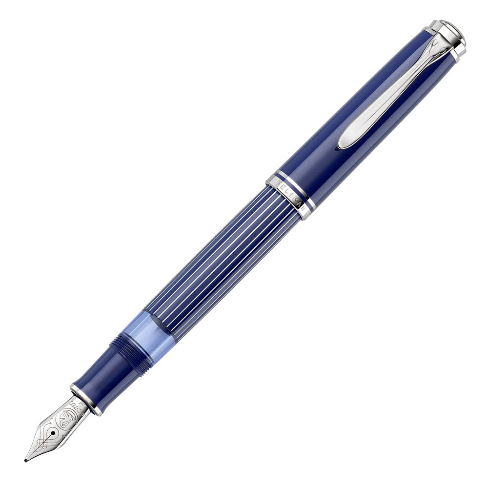 Pelikan Souveran M815 Special Edition Fountain Pen Metal Striped Blue Etui