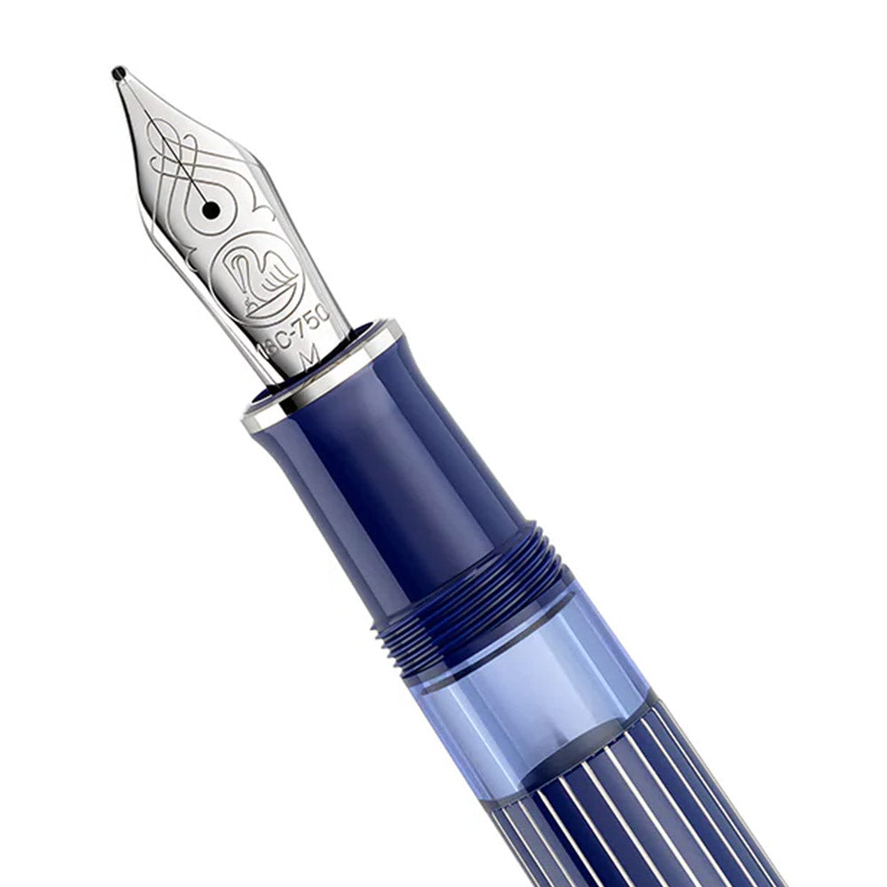 Pelikan Souveran M815 Special Edition Fountain Pen Metal Striped Blue Etui