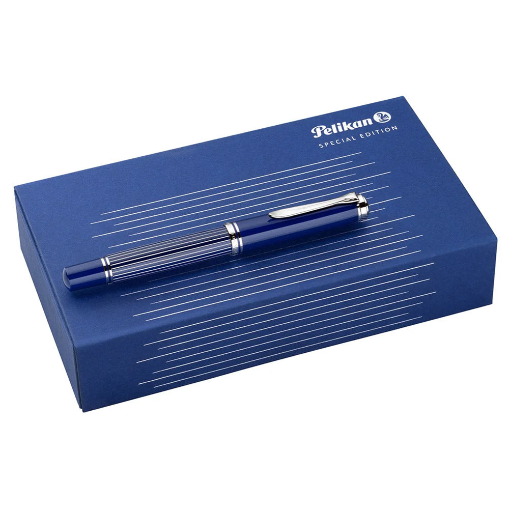 Pelikan Souveran M815 Special Edition Fountain Pen Metal Striped Blue Etui