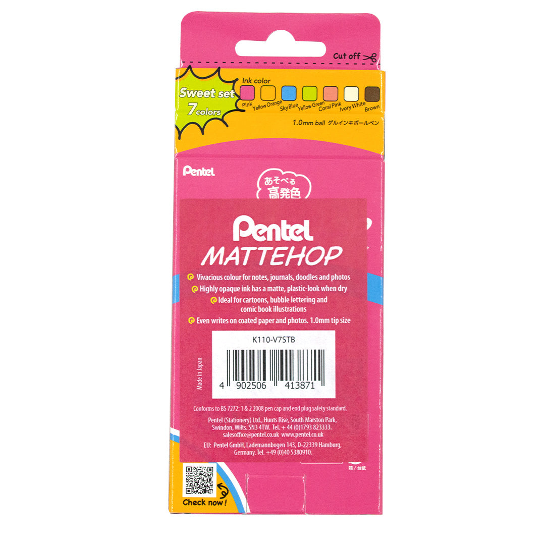 Pentel Mattehop Gel Pen Sweet Colours Set of 7