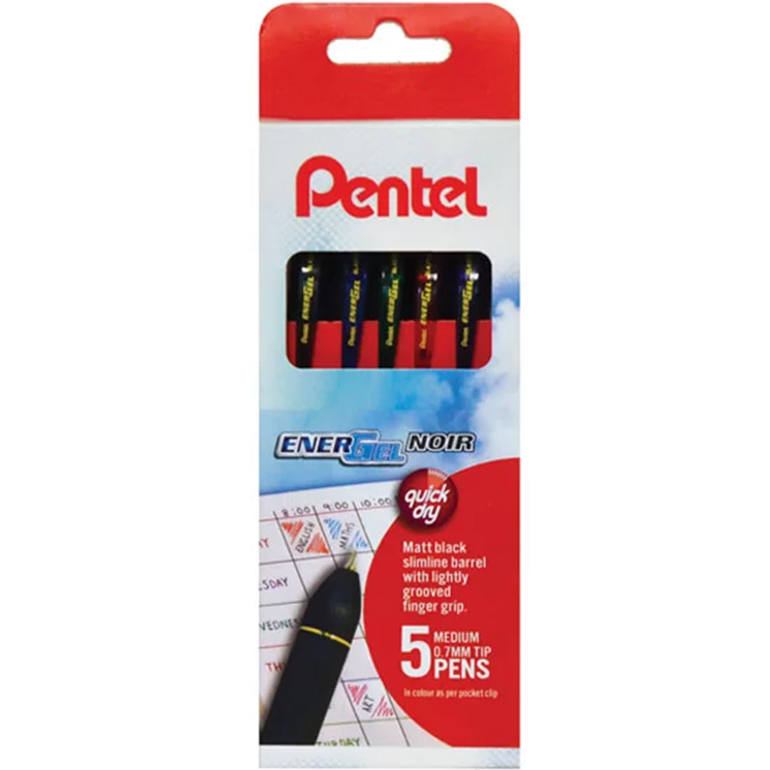 Pentel EnerGel Noir Rollerball Pen 0.7mm tip BL437R1 Set of 5