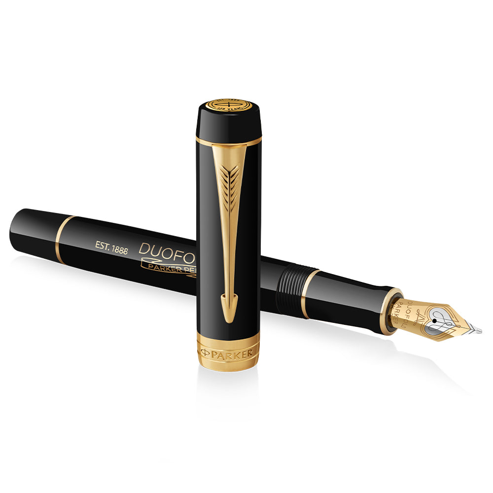 Parker Duofold 135th Anniversary Centennial Fountain Pen Black with Gold Trim by Parker at Cult Pens
