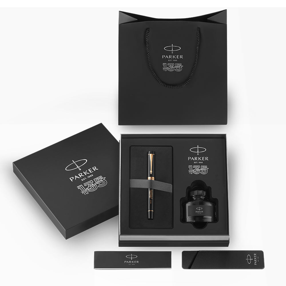 Parker Duofold 135th Anniversary Centennial Fountain Pen Black with Gold Trim by Parker at Cult Pens