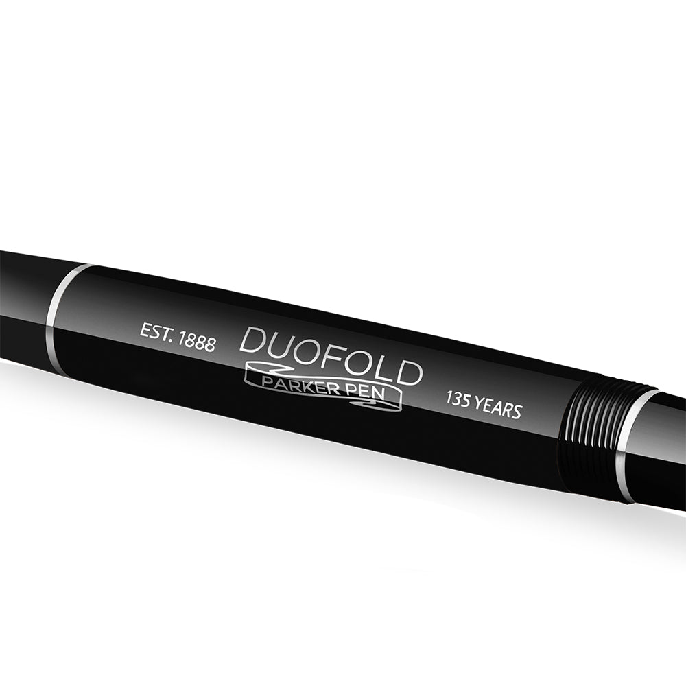 Parker Duofold 135th Anniversary Centennial Fountain Pen Black with Chrome Trim by Parker at Cult Pens