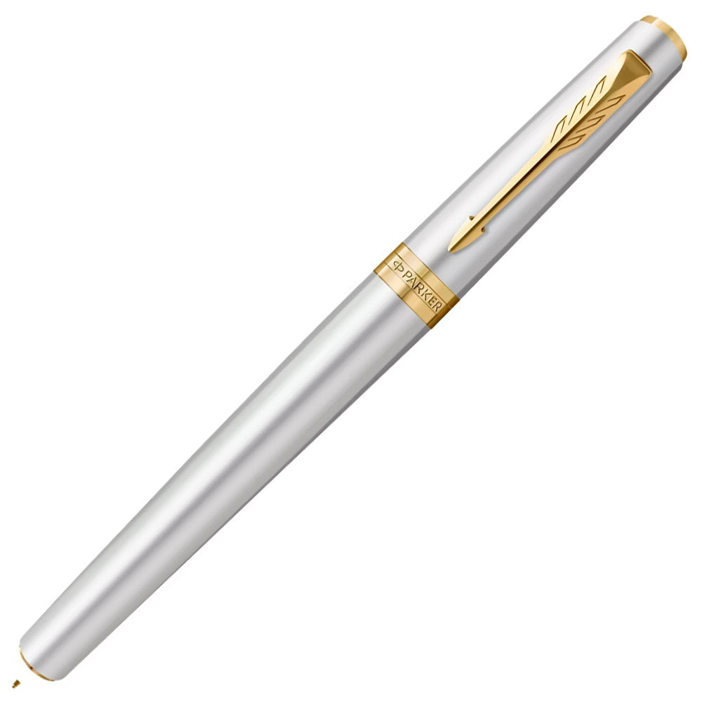 Parker Meridian Fountain Pen Chrome Lacquer with Gold Trim