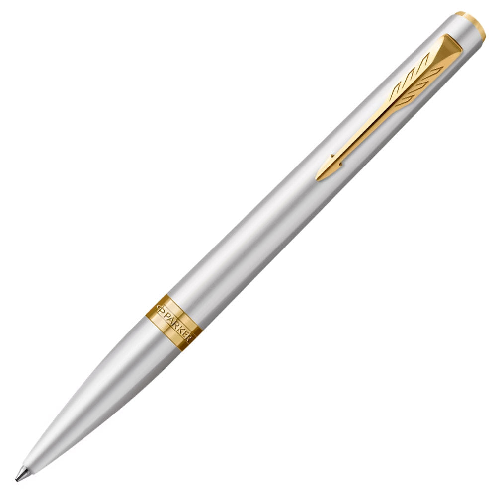 Parker Meridian Ballpoint Pen Chrome Lacquer with Gold Trim