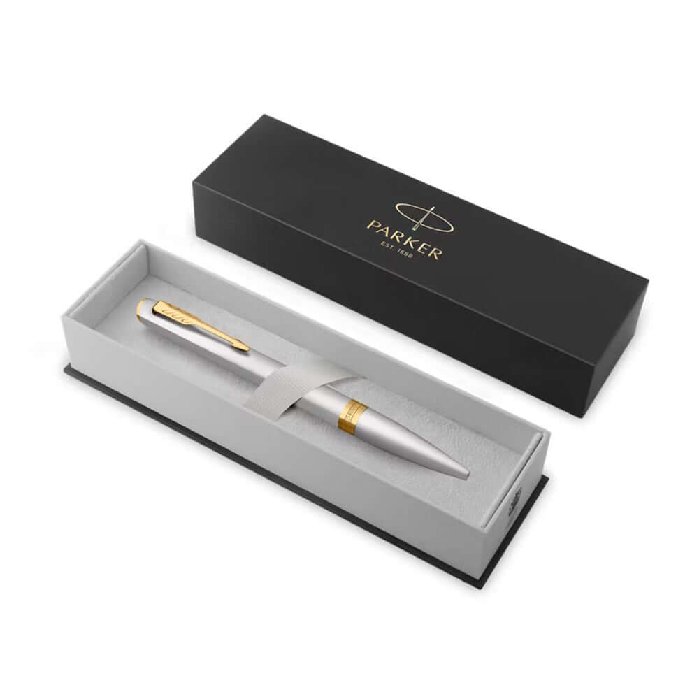 Parker Meridian Ballpoint Pen Chrome Lacquer with Gold Trim