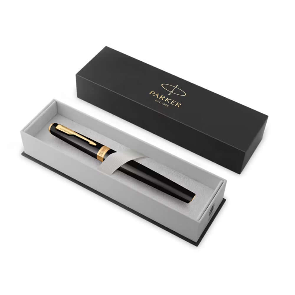 Parker Meridian Rollerball Pen Black Lacquer with Gold Trim