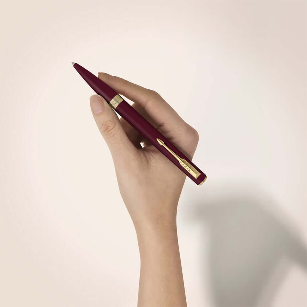 Parker Meridian Ballpoint Pen Red Lacquer with Gold Trim