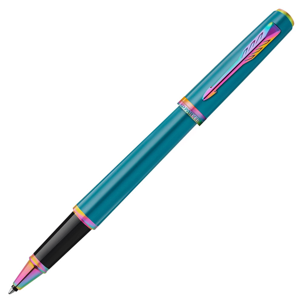 Parker Meridian Rollerball Pen Teal Lacquer with Rainbow Trim