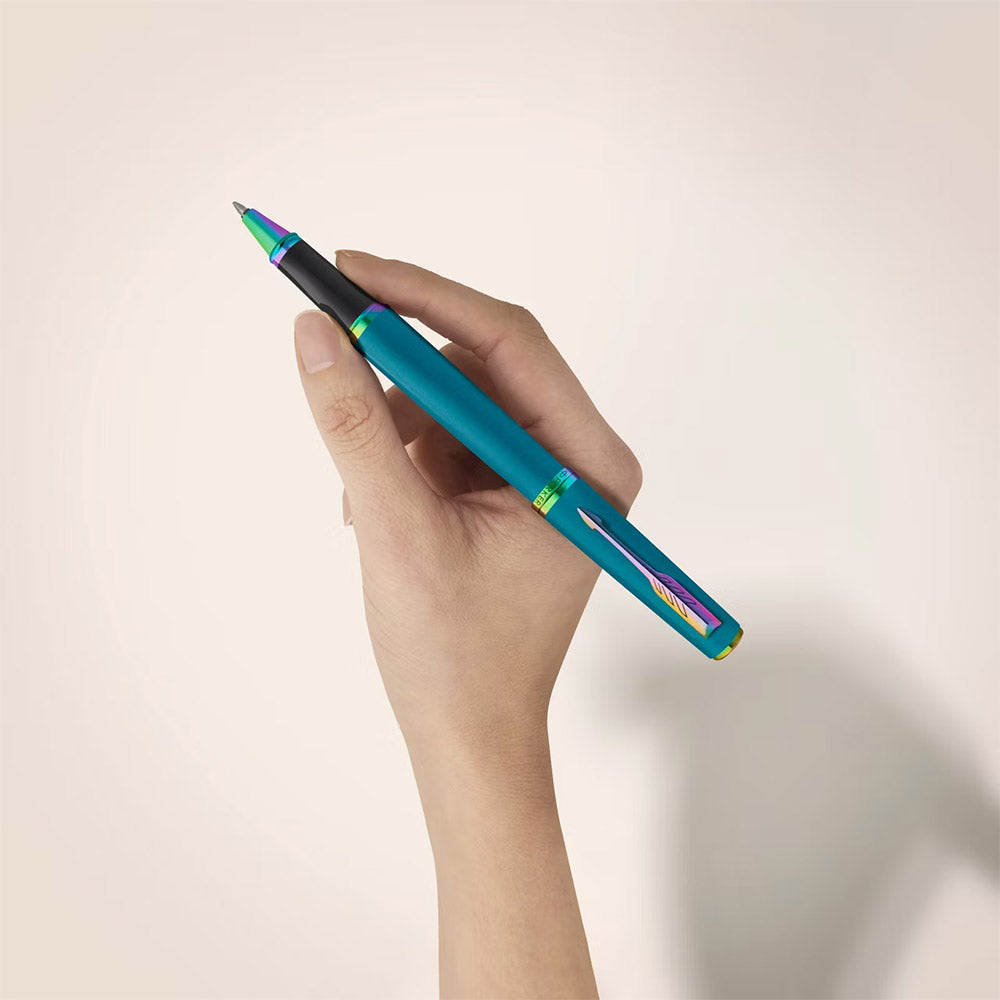Parker Meridian Rollerball Pen Teal Lacquer with Rainbow Trim