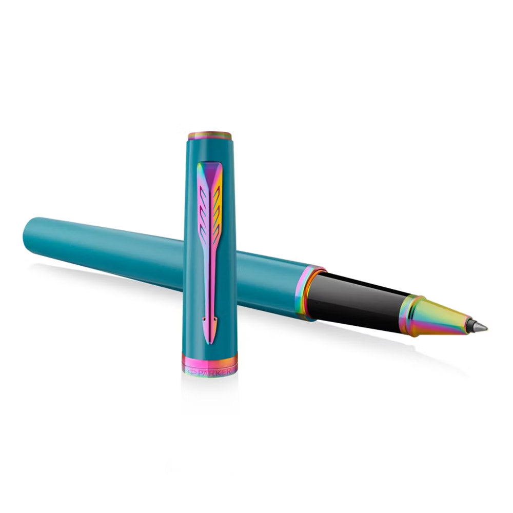 Parker Meridian Rollerball Pen Teal Lacquer with Rainbow Trim