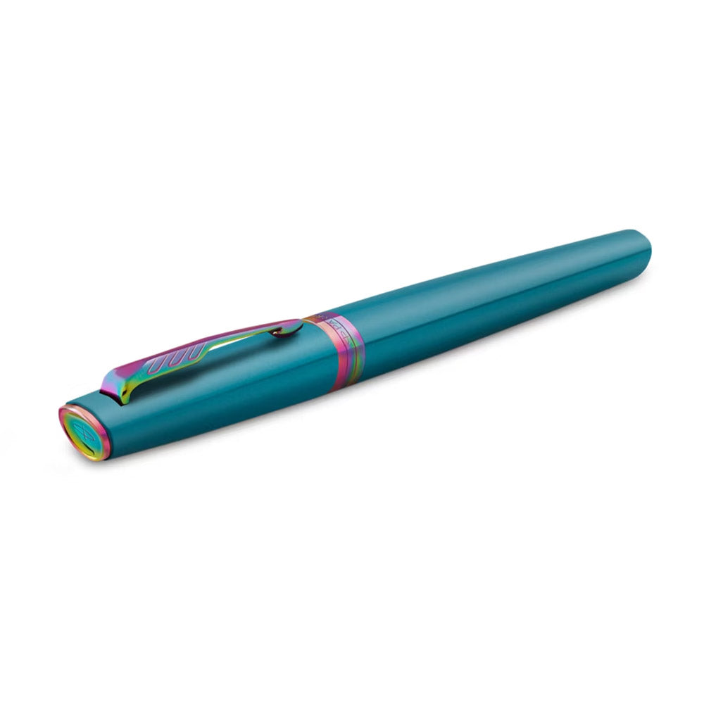 Parker Meridian Rollerball Pen Teal Lacquer with Rainbow Trim