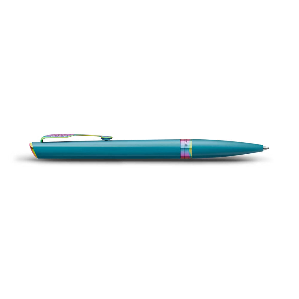Parker Meridian Ballpoint Pen Teal Lacquer with Rainbow Trim