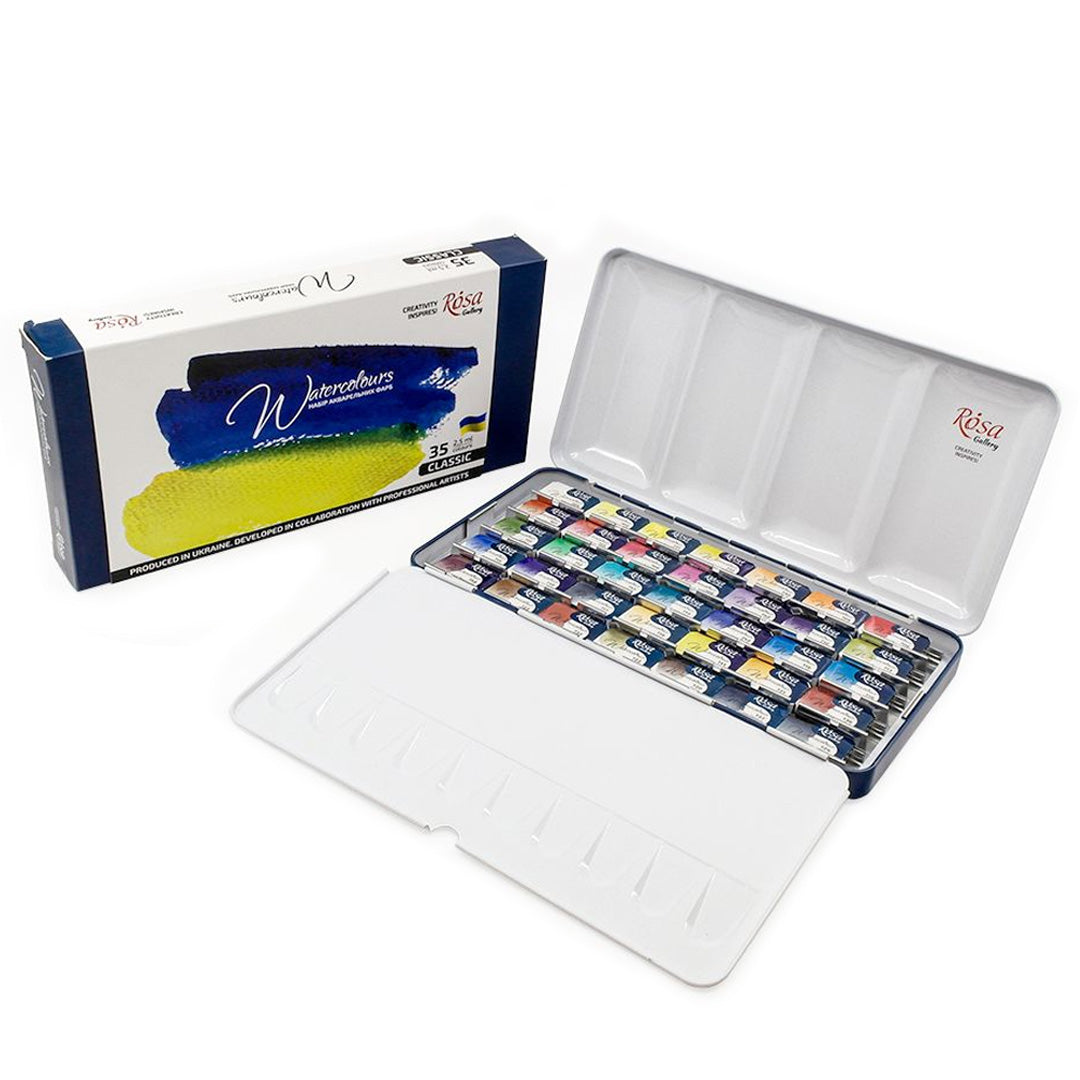 Rosa Watercolour paints Full Pan Tin of 35 Classic
