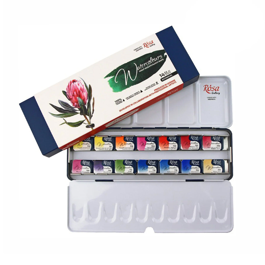 Rosa Watercolour Paints Full Pan Botanical Set of 14