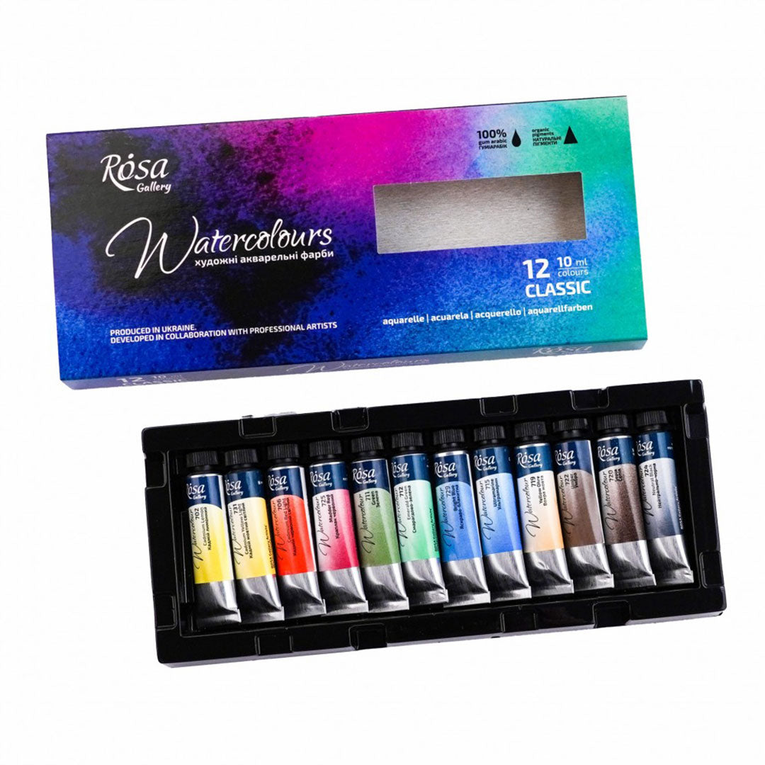 Rosa 10ml Watercolour Tubes Set of 12 Classic Colours