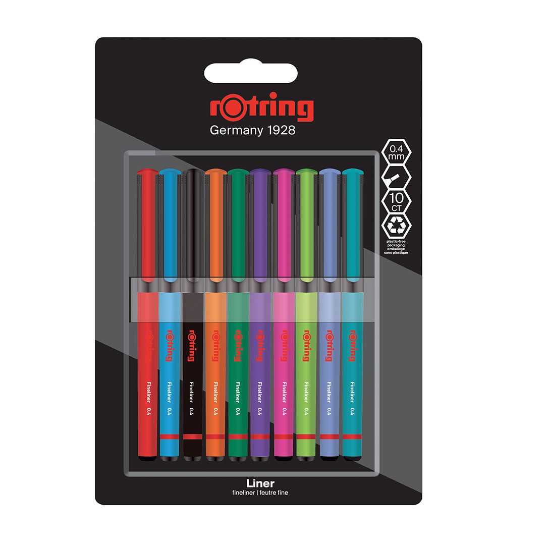 rotring Fineliner 0.4mm Set of 10 Assorted