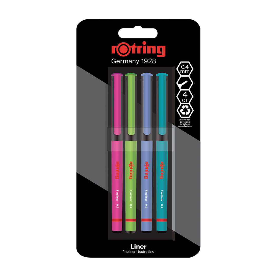 rotring Fineliner 0.4mm Set of 4 Assorted