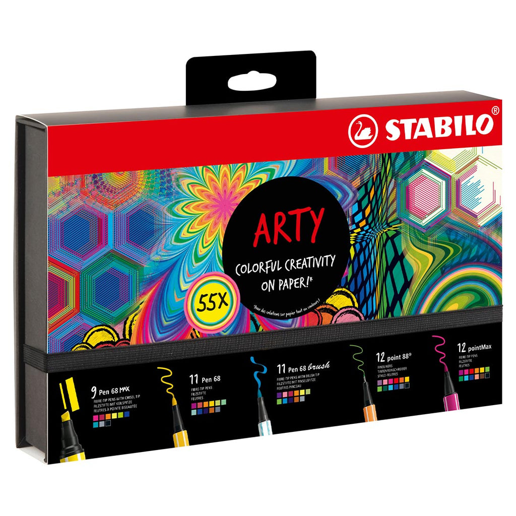 STABILO Arty Fibre-Tip Pen Set Card Wallet Set Of 55 by Stabilo at Cult Pens