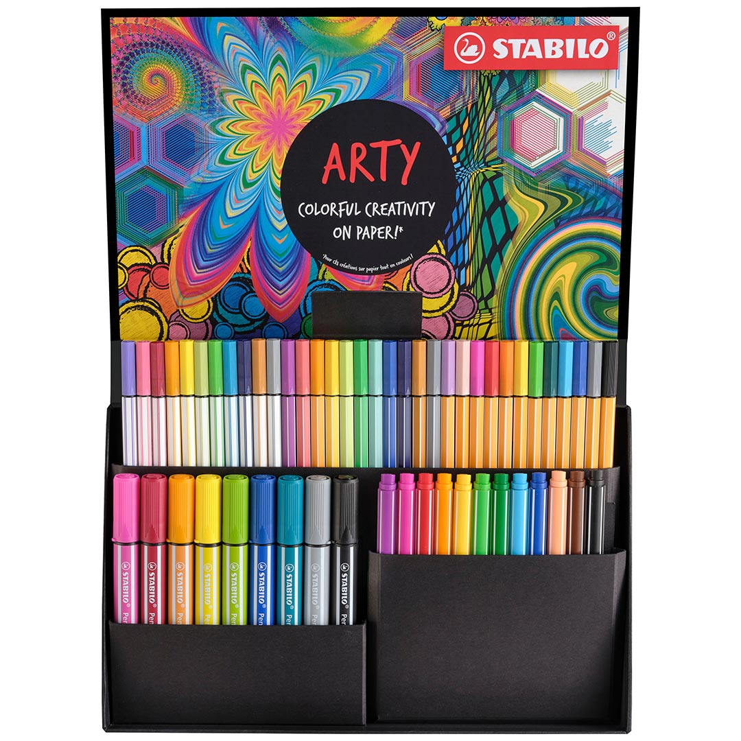 STABILO Arty Fibre-Tip Pen Set Card Wallet Set Of 55 by Stabilo at Cult Pens
