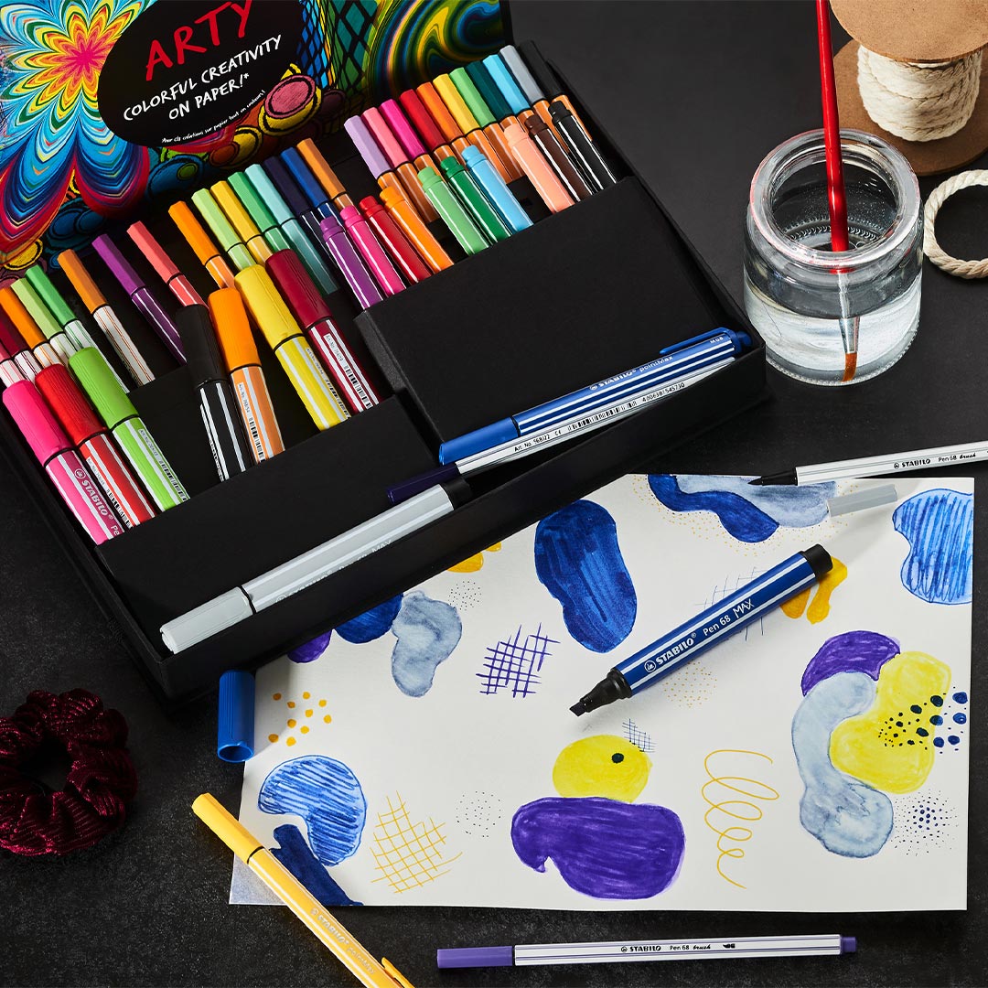 STABILO Arty Fibre-Tip Pen Set Card Wallet Set Of 55 by Stabilo at Cult Pens