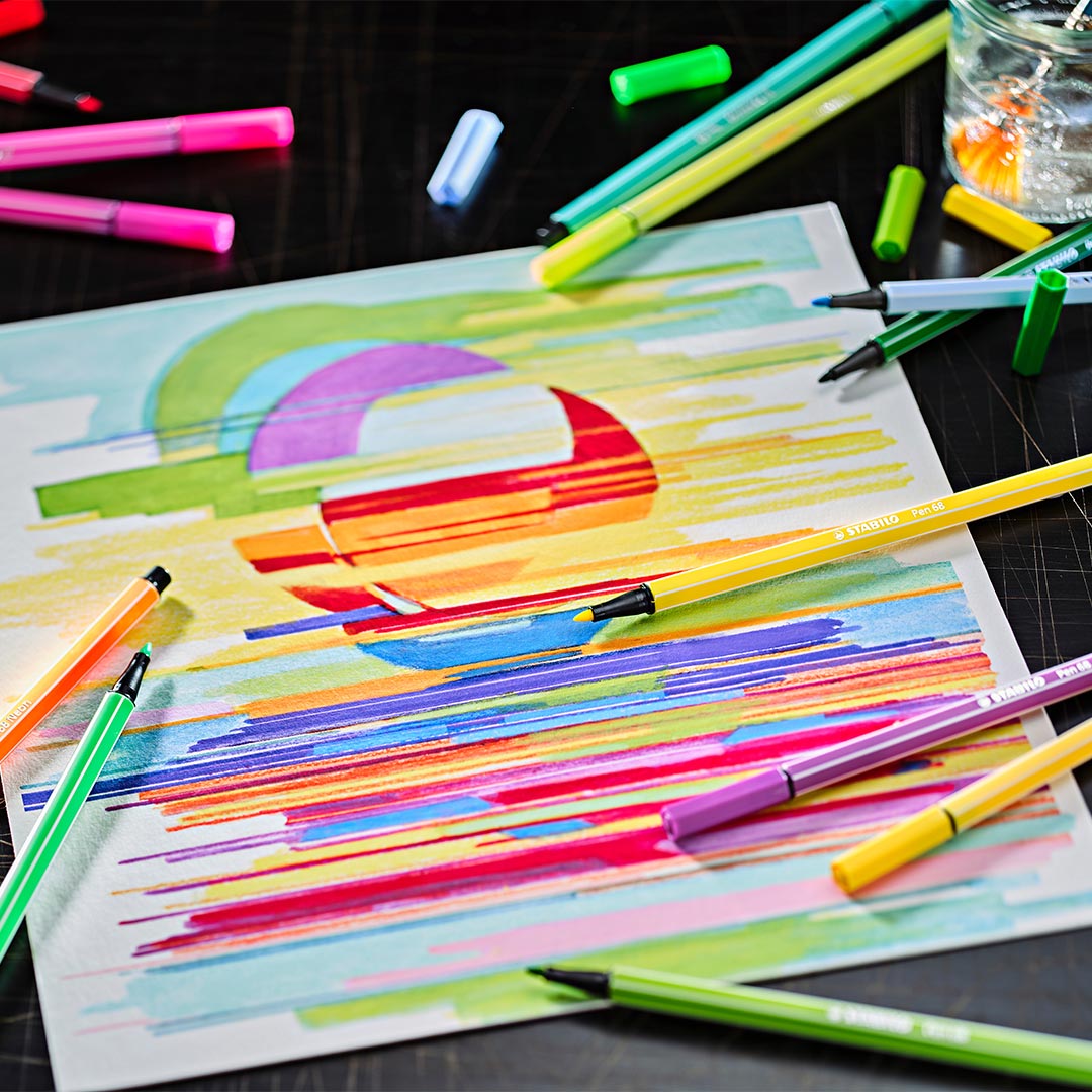 STABILO Pen 68 Metal Box Of 30 Assorted Colours Arty by Stabilo at Cult Pens