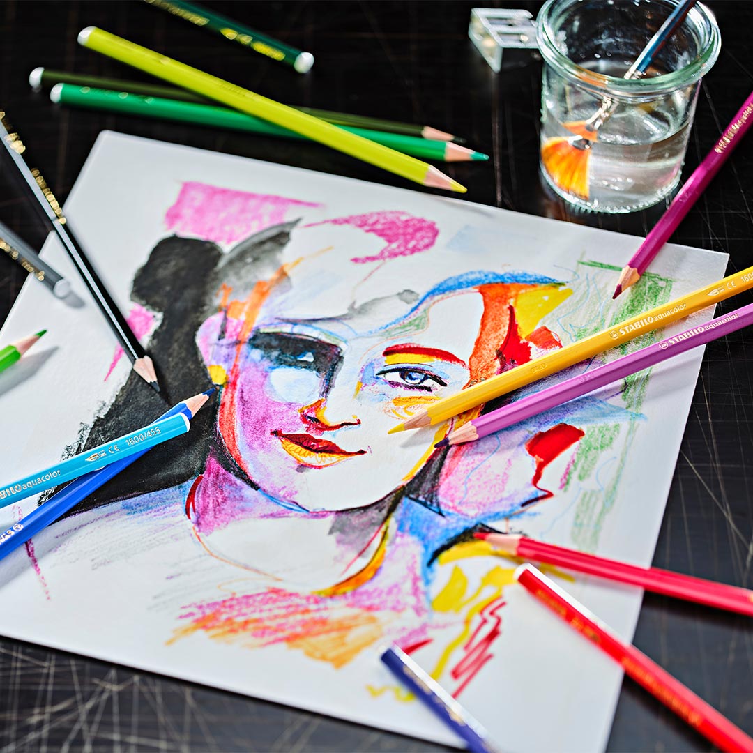 STABILO Aquacolor Metal Tin Of 24 Assorted Colours Arty by Stabilo at Cult Pens