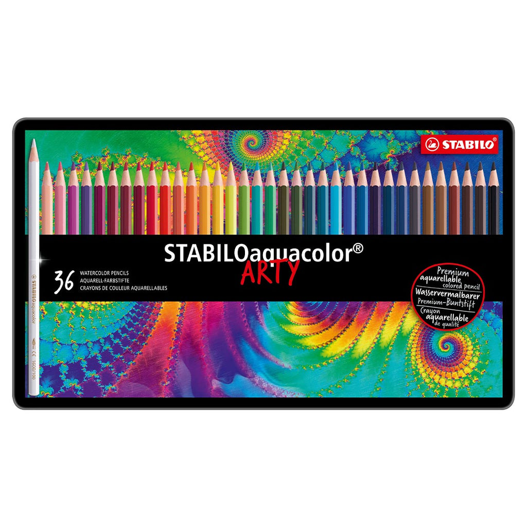 STABILO Aquacolor Metal Tin Of 36 Assorted Colours Arty by Stabilo at Cult Pens