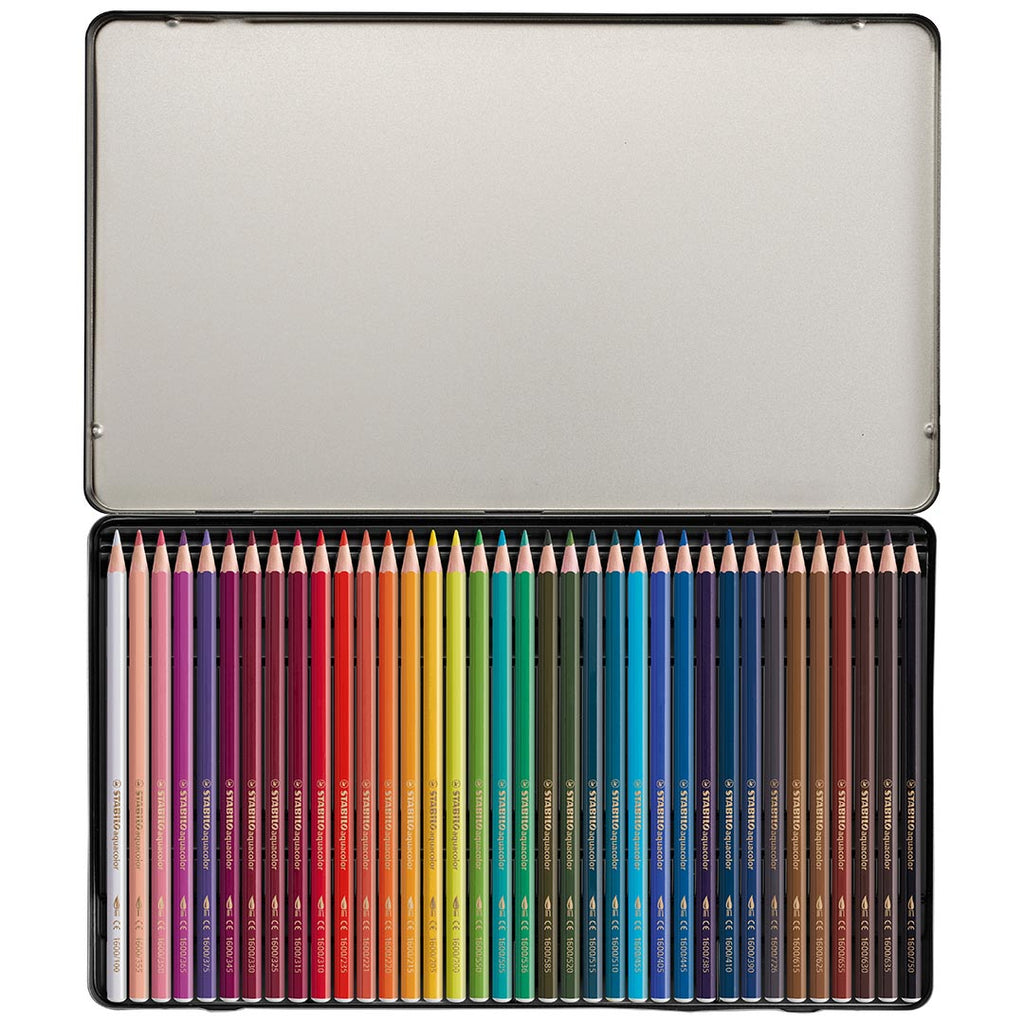 STABILO Aquacolor Metal Tin Of 36 Assorted Colours Arty by Stabilo at Cult Pens