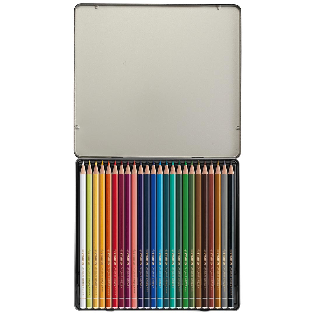 STABILO Original Metal Box Of 24 Assorted Colours by Stabilo at Cult Pens