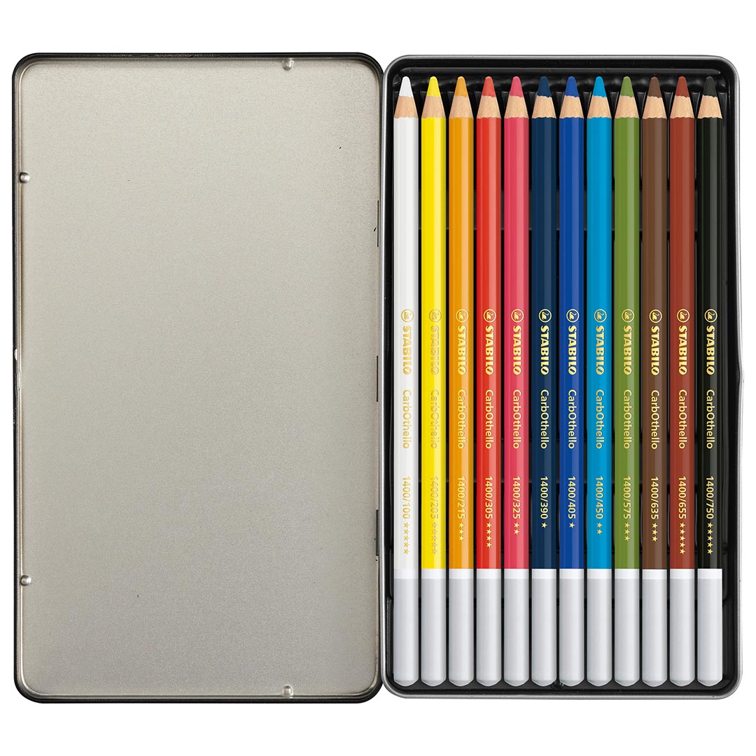 STABILO Carbothello Metal Box Of 12 Assorted Colours by Stabilo at Cult Pens