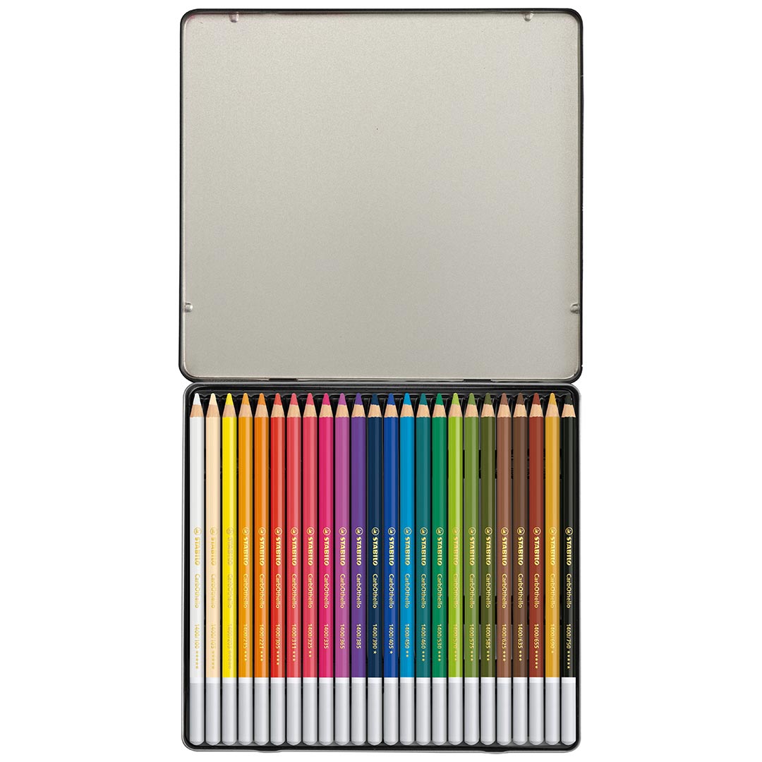 STABILO Carbothello Metal Box Of 24 Assorted Colours by Stabilo at Cult Pens