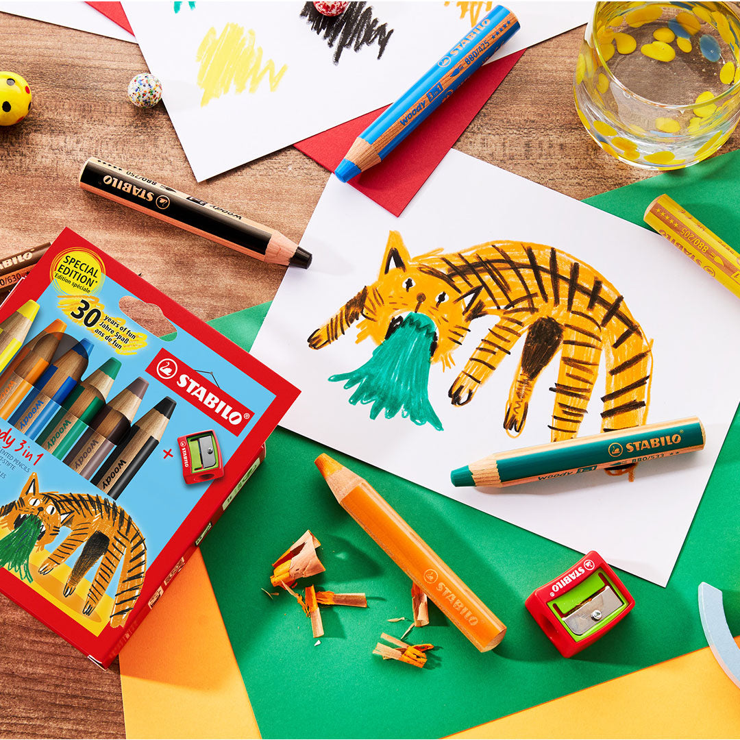 STABILO woody 3 in 1 Birthday Edition Set of 6 Tiger