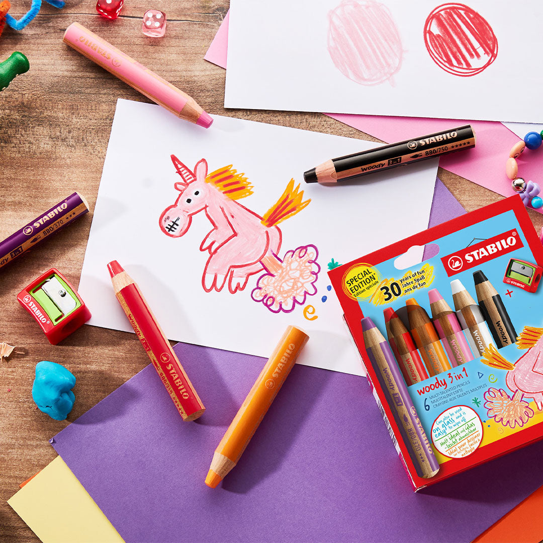 STABILO woody 3 in 1 Birthday Edition Set of 6 Unicorn