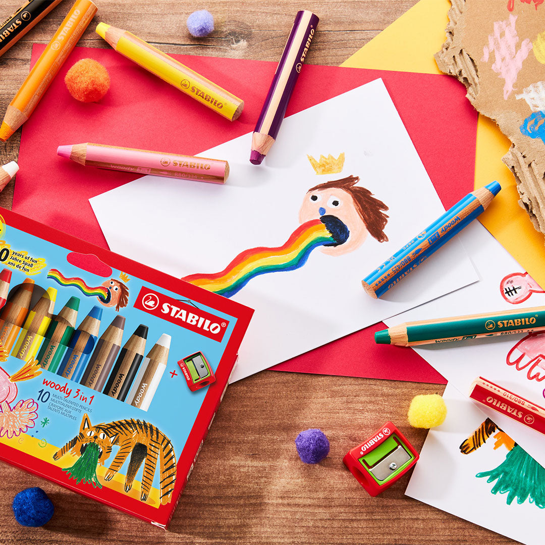 STABILO woody 3 in 1 Birthday Edition Set of 10 + Sharpener