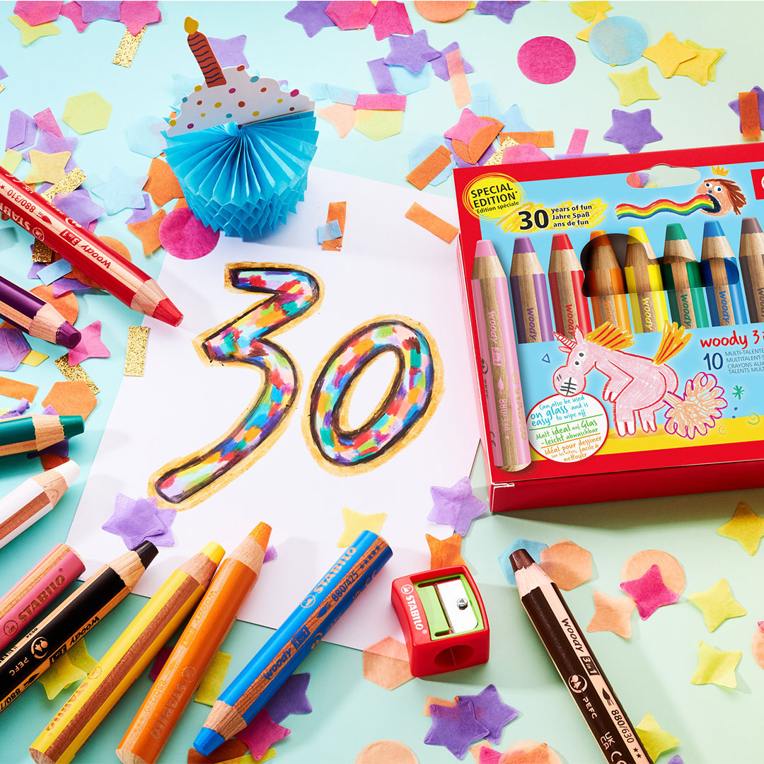 STABILO woody 3 in 1 Birthday Edition Set of 10 + Sharpener