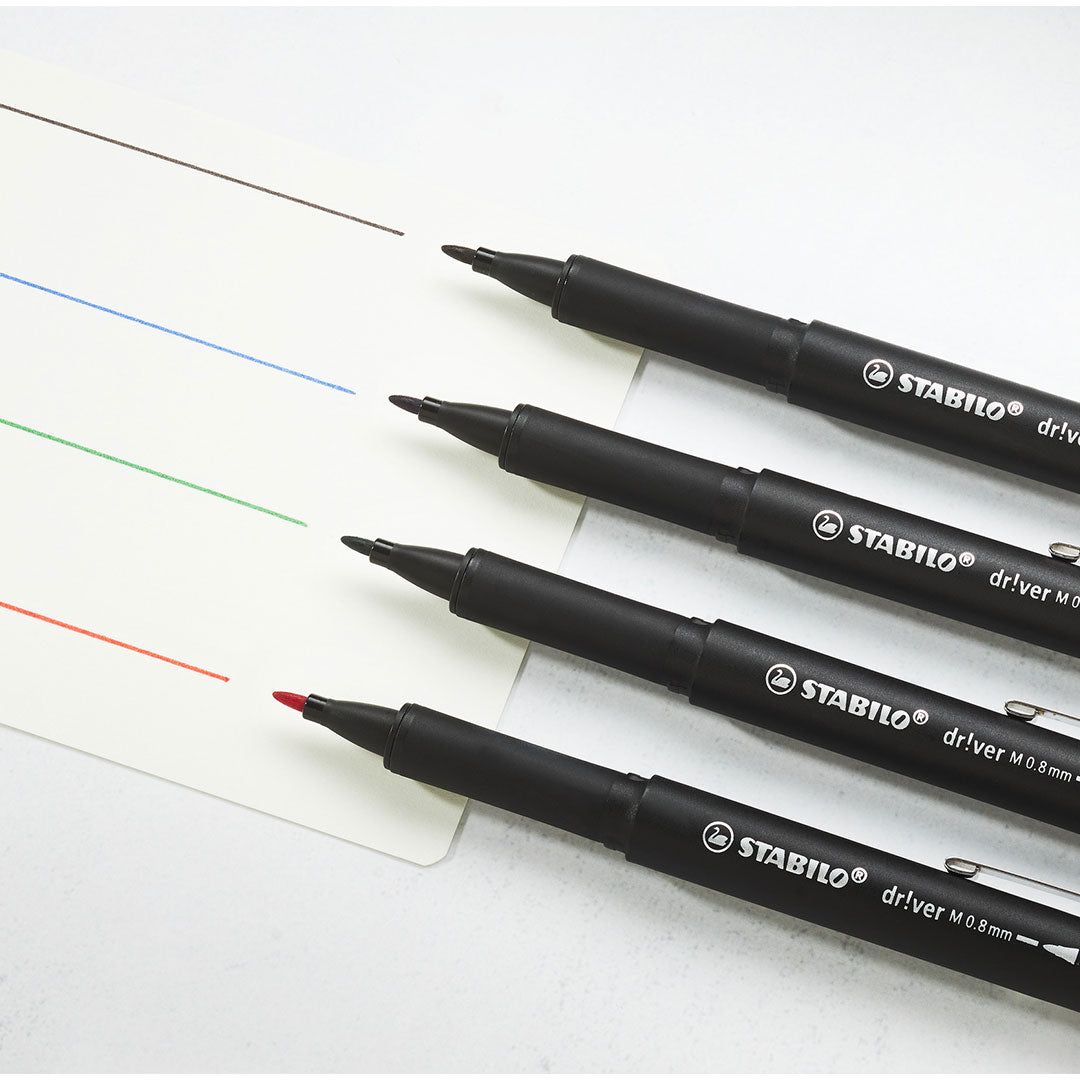 STABILO dr!ver Premium Felt-Tip Pen Set of 4 Medium