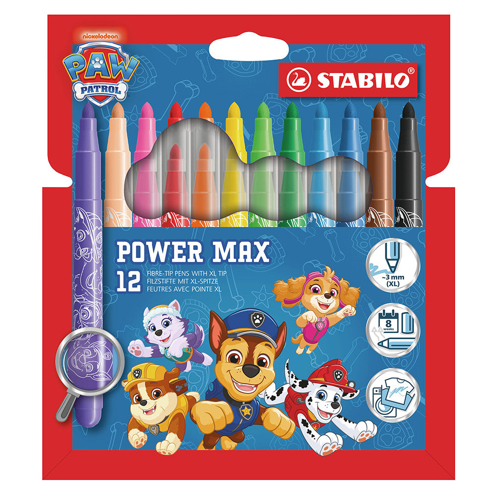 STABILO power max PAW Patrol Fibre-Tip Pen Set of 12 Assorted Colours