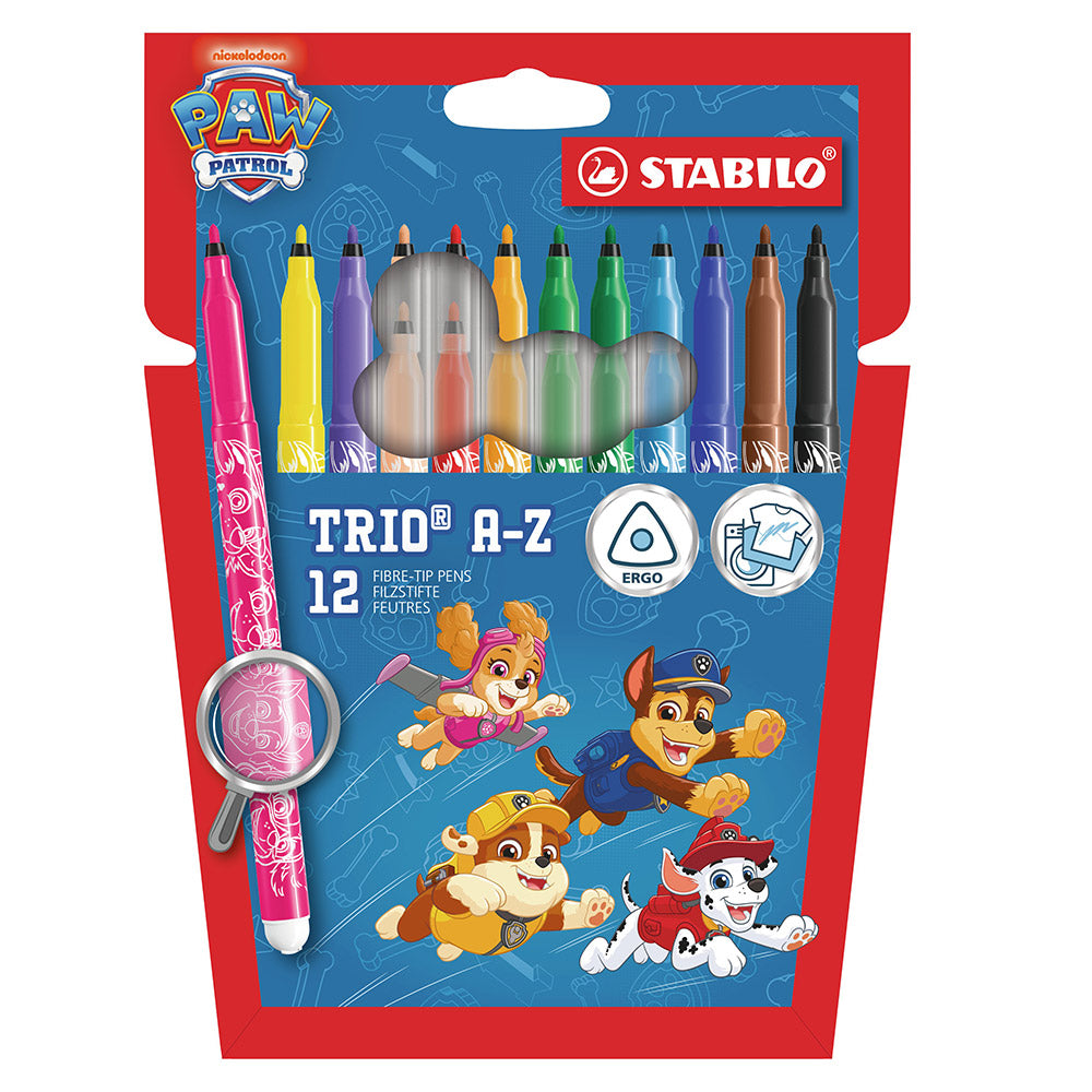 STABILO Trio A-Z PAW Patrol Fibre-Tip Pen Set of 12 Assorted Colours