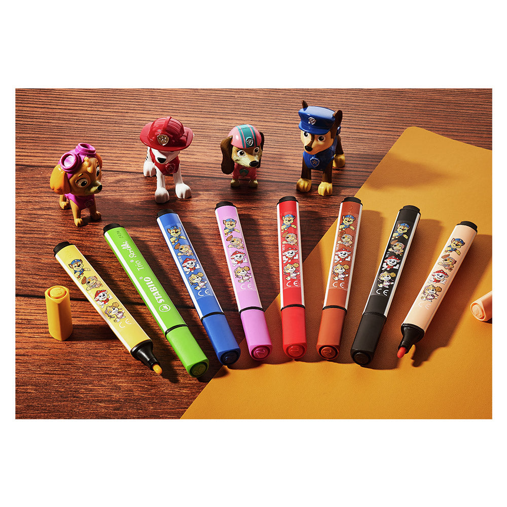STABILO Trio Scribbi PAW Patrol Triangular Fibre Tip Pen Set of 8 Assorted Colours