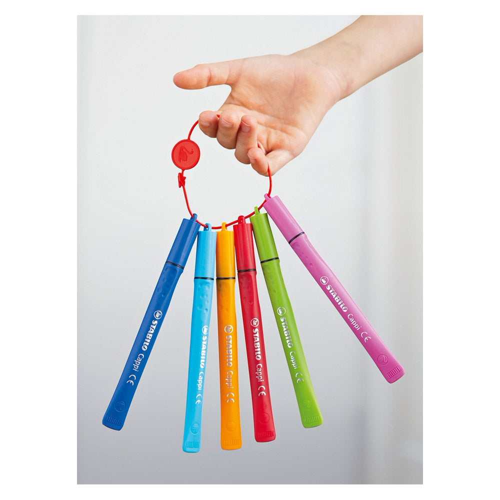 STABILO Cappi PAW Patrol Fibre-Tip Pen Set of 12 Assorted Colours with 1 Cap-Ring