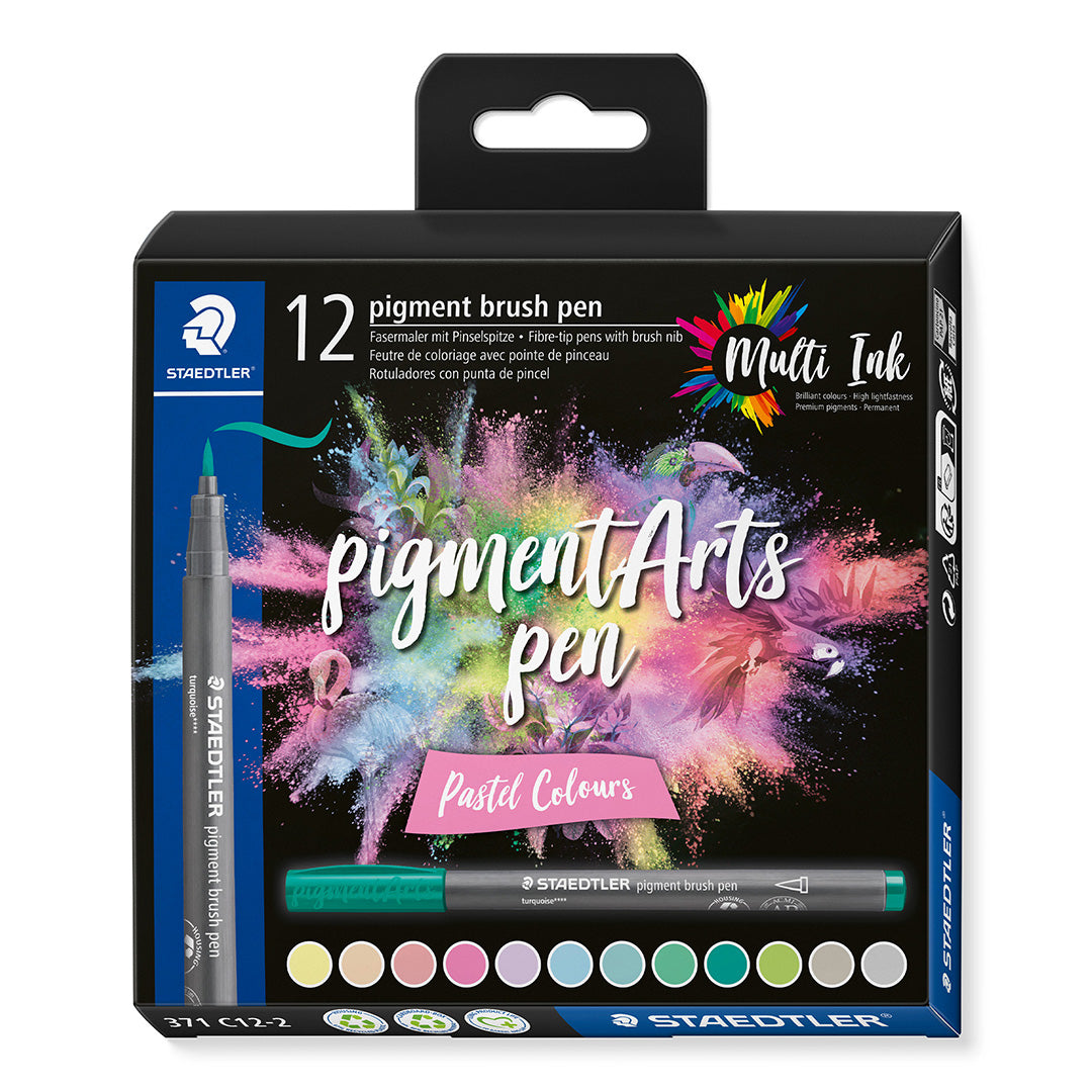 Staedtler Pigment Arts Brush Pen Set of 12 Pastel