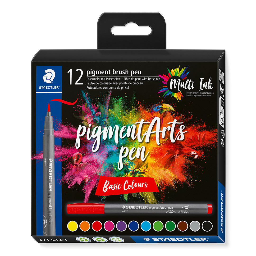 Staedtler Pigment Arts Brush Pen Set of 12 Basic